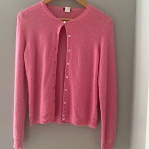 J Crew 100% percent cashmere pink cardigan size medium